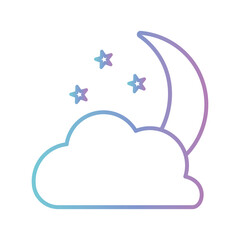 moon with stars and cloud gradient style icon vector design