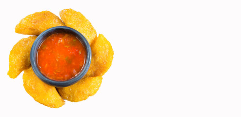 Colombian empanadas popular appetizer. White background