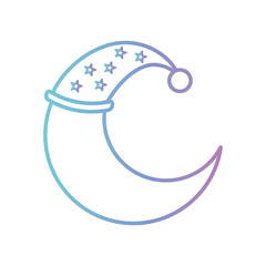 sleeping moon with hat gradient style icon vector design