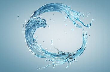 Plakat water splash in ring shape on bluish background