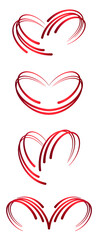 Set of hearts. Flat linear logos. Vector romantic icons and symbols