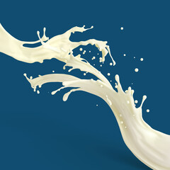 Obraz na płótnie Canvas Splash of white fat milk as design element for template isolated on blue background
