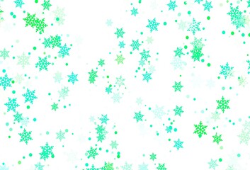 Light Green vector background with xmas snowflakes.