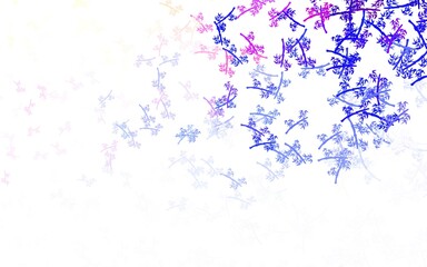 Light Pink, Blue vector doodle template with branches.