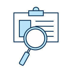 lupe with personal card line and fill style icon vector design