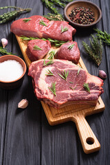 Set of raw beef steak
