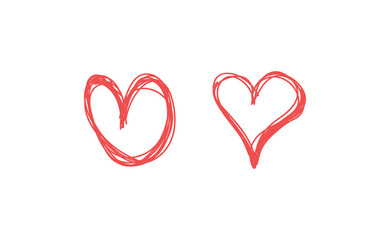 Heart doodles. Hand drawn heart illustrations. Valentine's day decoration scribbles. Sketch icons.
