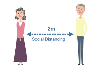 ソーシャルディスタンス_安全な距離をとる老夫婦