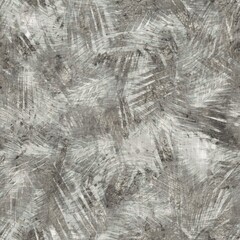 Seamless Tropical Palm Leaf Pattern. Beige Brown Tan Aged Old Grungy Dirty Design. High quality illustration. Detailed worn messy stained wrinkled tough surface material.