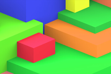 Fototapeta premium Abstract geometric cubic colorful background. isometric 3d render.
