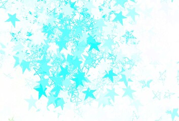 Light Blue, Green vector background with colored stars.