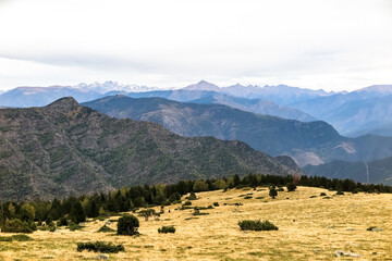 General view of the mountain valley of the Alt Pirineu Natural Park, province of Lleida, autonomous community of Catalonia