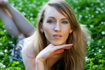 young woman relaxing at park