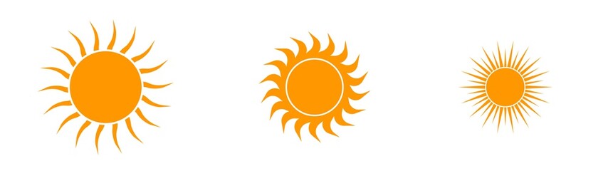 Naklejka premium Set of yellow sun icons. illustration. Isolated ackgroud 