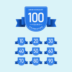 set 100 year anniversary vector template. Design for celebration, greeting cards or print.