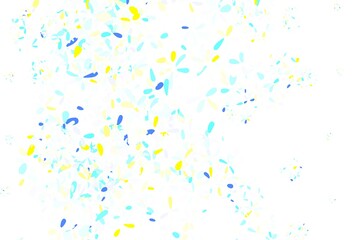 Light Blue, Yellow vector doodle backdrop with leaves.