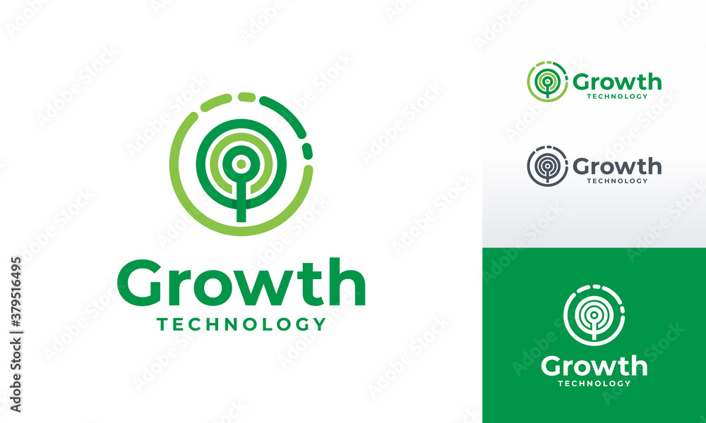 Wall mural digital tree logo designs concept vector, growth tech tree logo symbol vector