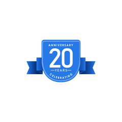 20 year anniversary vector template. Design for your celebration. Design for advertising, poster, banner or print.