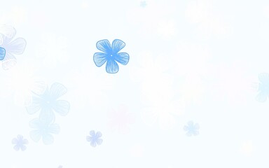 Obraz na płótnie Canvas Light Blue, Red vector doodle pattern with flowers.