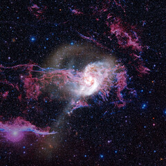 Spiral nebula and light ray in deep space. Elements of this image furnished by NASA © Supernova