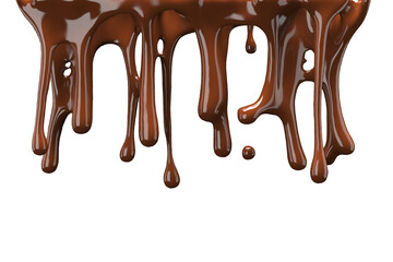 Close up Chocolate Dripped on white background. 3D Render.