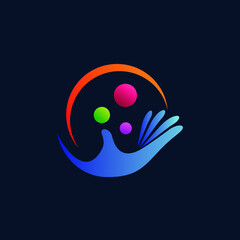 Hand logo design in vector