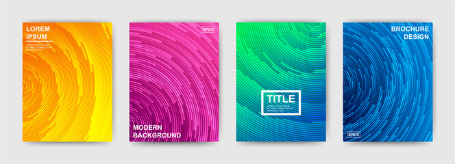 Set of modern bright templates with rotating effect. Vector trendy design brochure, flyer, poster, postcard and booklet