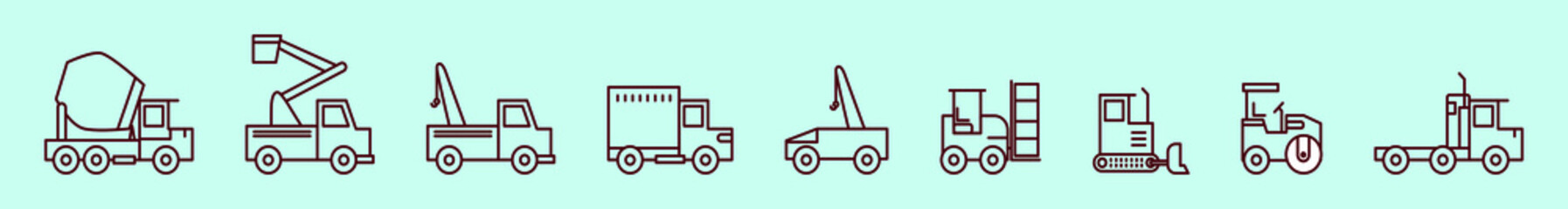 set of industrial transportation cartoon icon design template with various models. vector illustration isolated on blue background