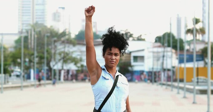 Young black millennial woman political activist