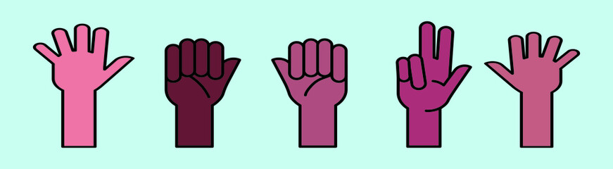 set of hand cartoon icon design template with various models for international word day poster. vector illustration isolated on blue background