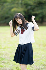 Naklejka premium 応援する女子高生