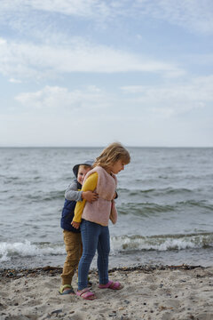 The Brother Calms The Offended Older Sister. Sibling Relationships