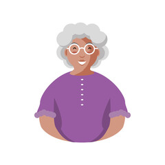 latin senior old woman cartoon with glasses vector design