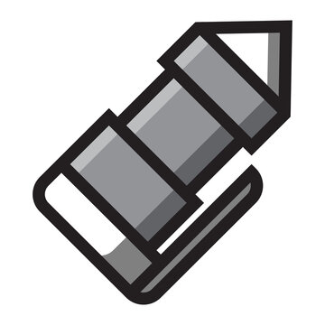 Monochrome pen ballpoint colored stationary school flat icon vector illustration