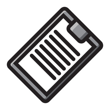 Monochrome clipboard paper colored stationary school flat icon vector illustration