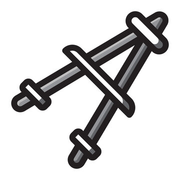 Monochrome compass arc drawer colored stationary school flat icon vector illustration