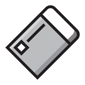 Monochrome pencil eraser colored stationary school flat icon vector illustration