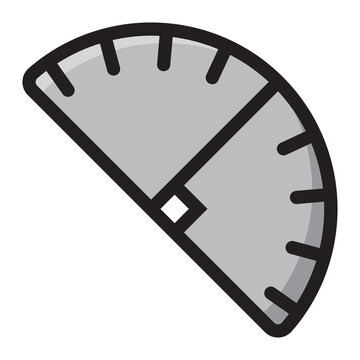 Monochrome arc protactor colored stationary school flat icon vector illustration