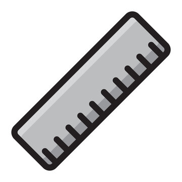 Monochrome ruler bar colored stationary school flat icon vector illustration