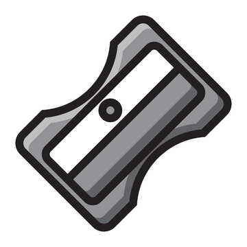 Monochrome pencil sharpener colored stationary school flat icon vector illustration