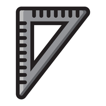 Monochrome triangle ruler colored stationary school flat icon vector illustration