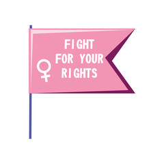 feminism flag with gender and fight for your rights detailed style icon vector design