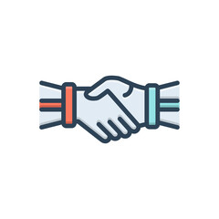 Color illustration icon for hand shake