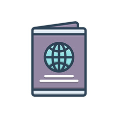 Color illustration icon for passport
