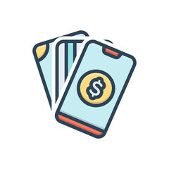 Color illustration icon for payment