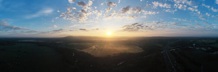 Sunrise in the fields.