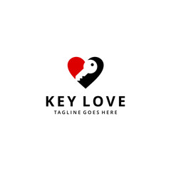 Illustration modern key house with heart logo design template