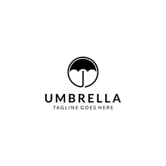 Illustration modern luxury umbrella rain drop on circle logo design template