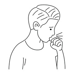 Obraz premium Coughing man sick person with cold flu and virus. White isolated vector illustration