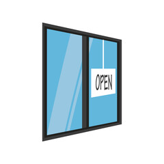 open advertising in window detailed style icon vector design